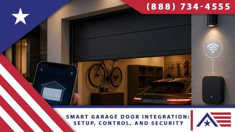 Smart garage door with a Wi-Fi opener, app control, and smart home integration installed near you.
